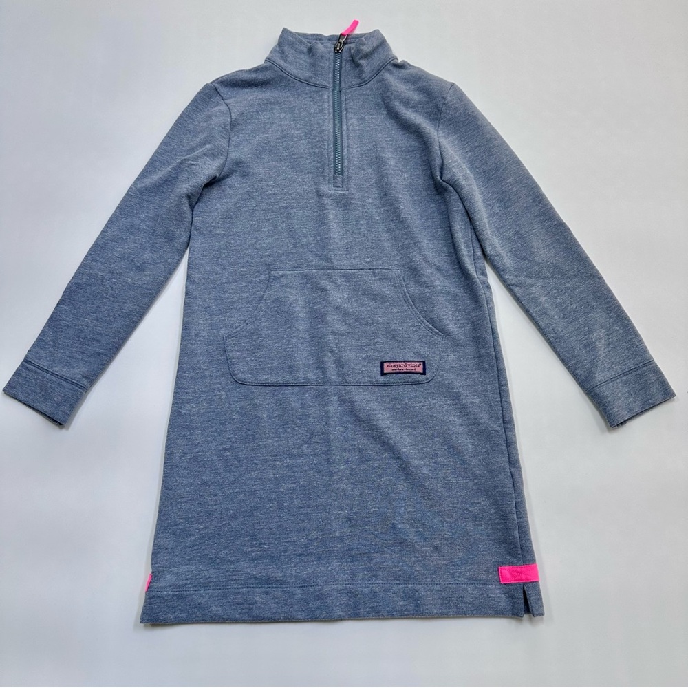 Vineyard Vines Girls Heathered Blue Sweatshirt Dress Size Medium (10/12)